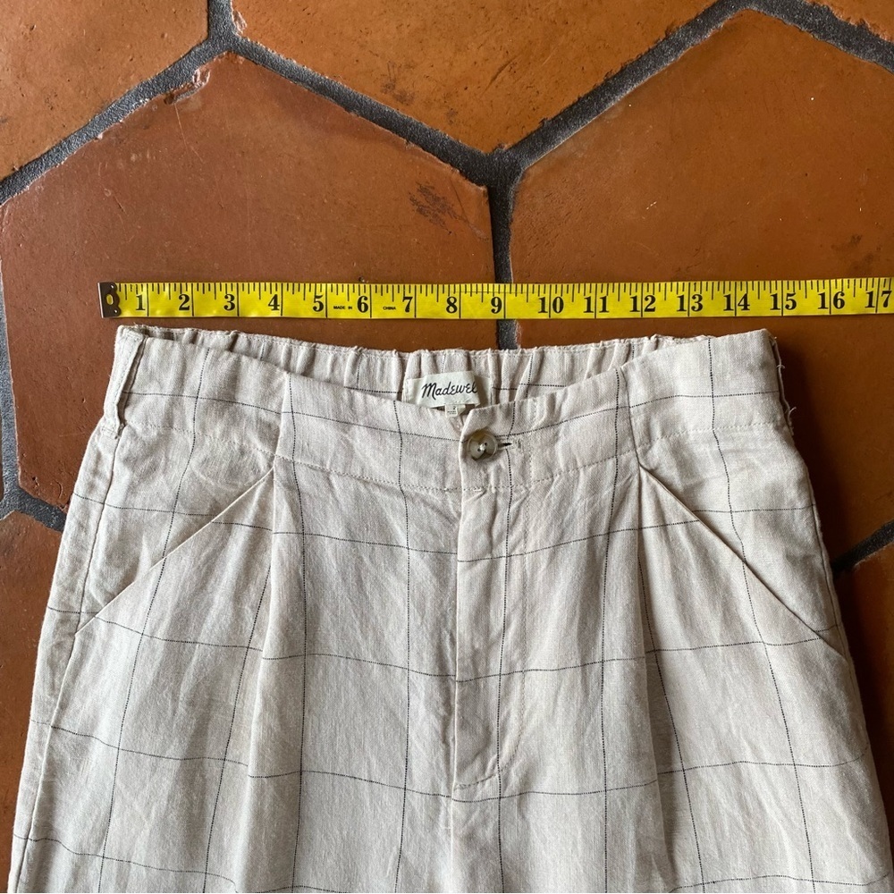 Madewell Linen Pleated Taper Wide-Leg Pants Windowpane Lagenlook Quiet Luxury 2 - Picture 4 of 10